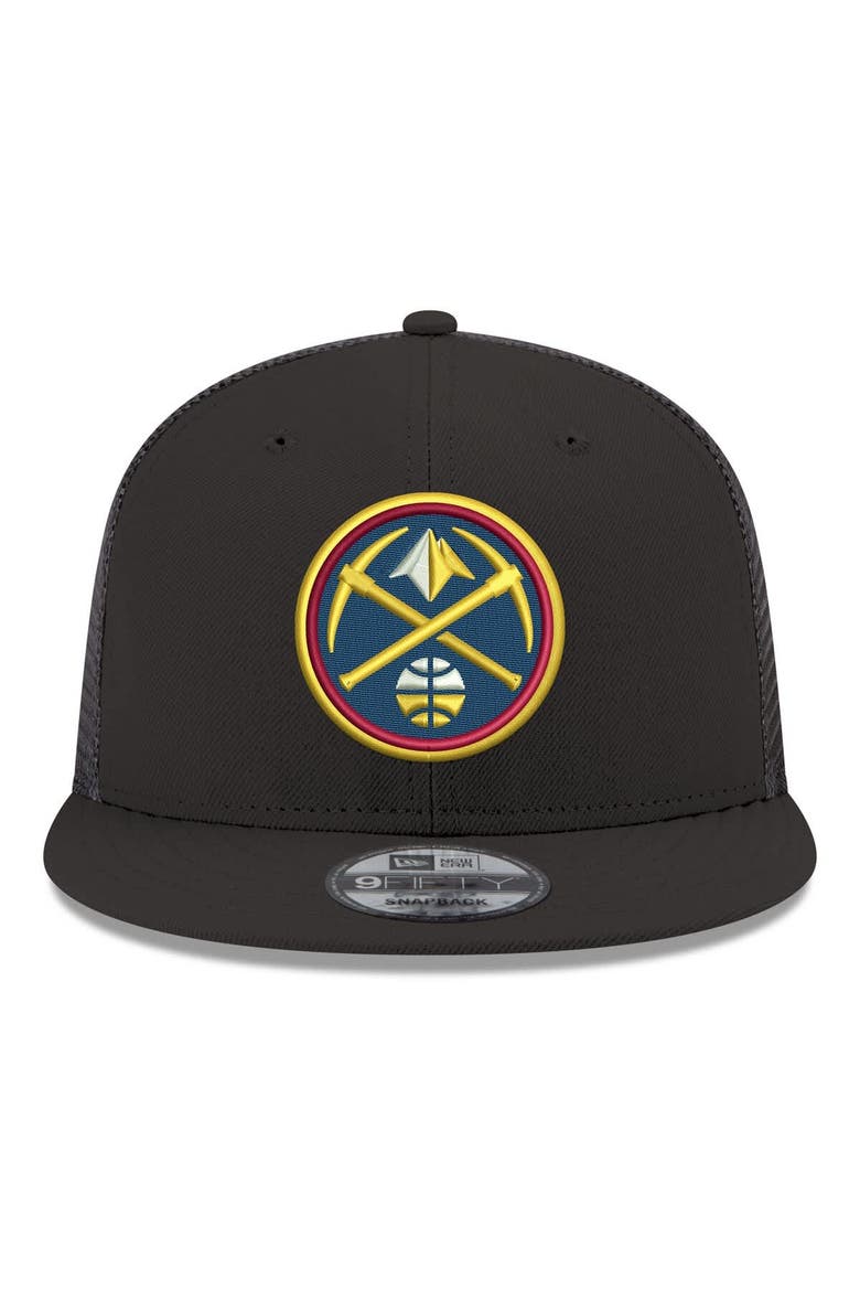 Men's New Era Black Denver Nuggets Core Logo Meshback 9FIFTY Snapback Hat, Alternate, color, Black