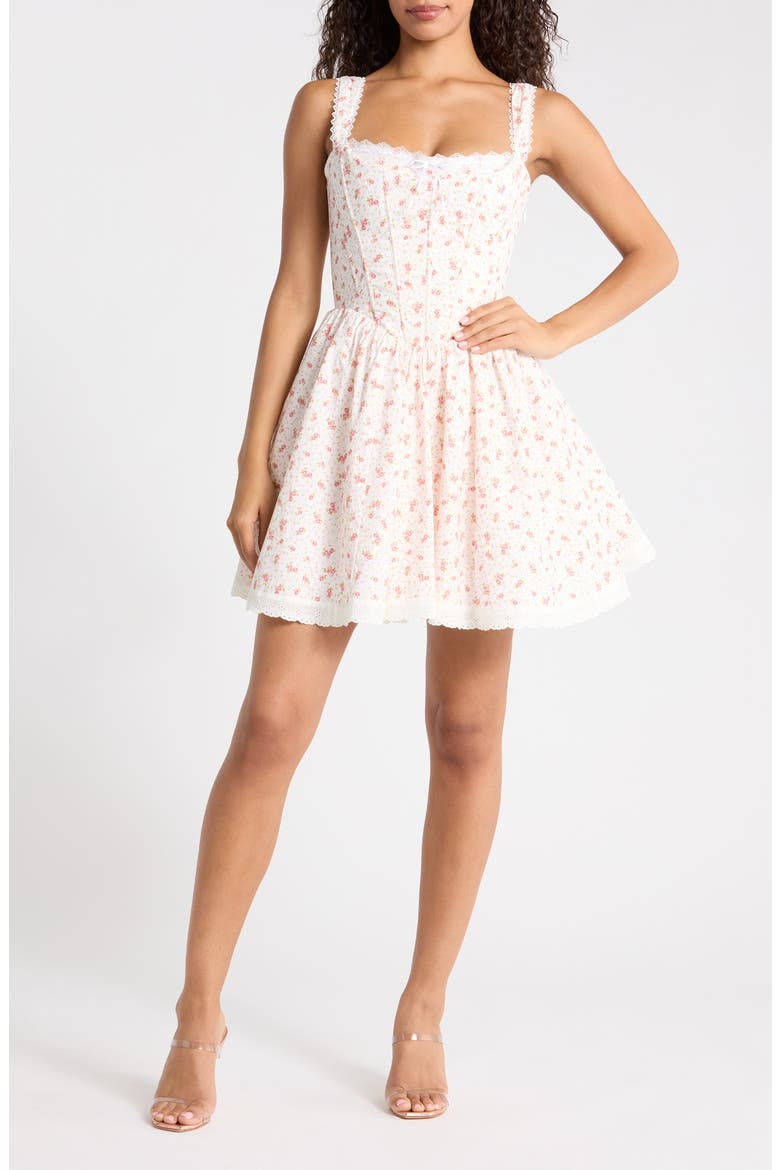 Ami Corset Minidress, Main, color, WHITE DAINTY