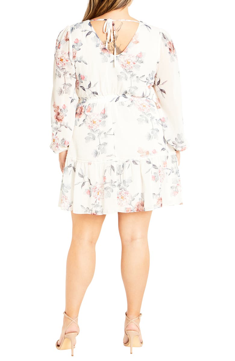 City Chic Kiki Floral Embroidered Long Sleeve Dress, Alternate, color, Soft Posie Ivory