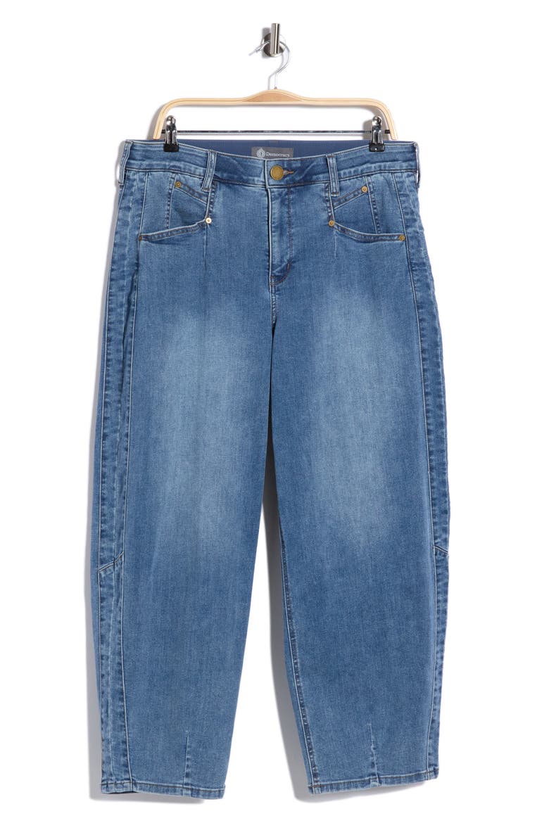 High Waist Ankle Barrel Leg Jeans, Alternate, color, MID BLUE ARTISINAL