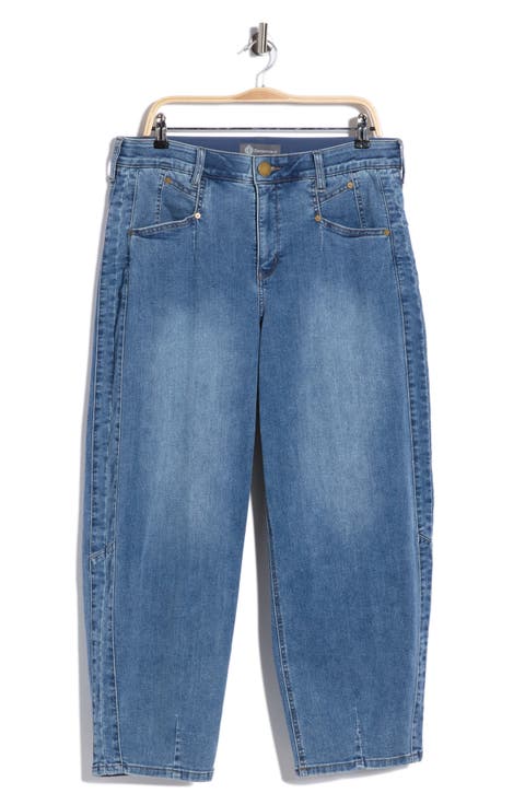 High Waist Ankle Barrel Leg Jeans