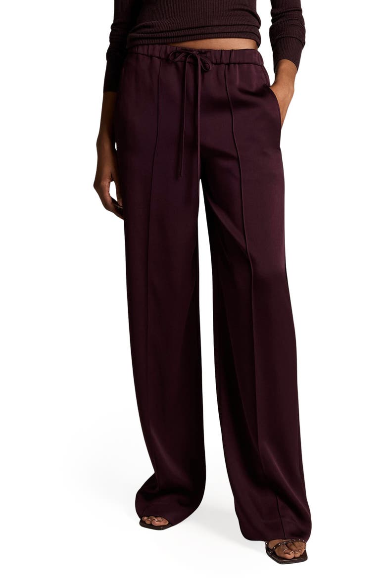 Pintuck Drawstring Pants, Main, color, BLACKBERRY