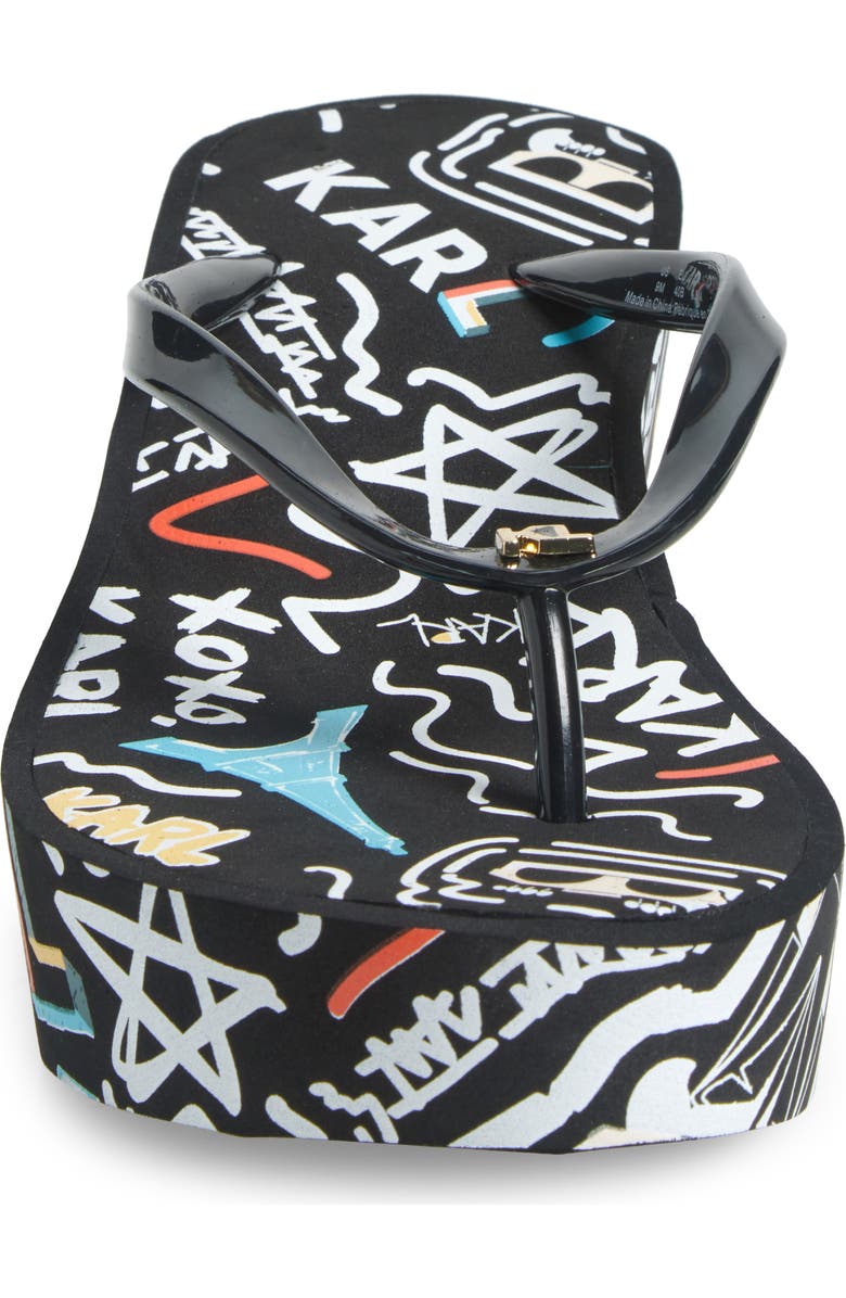 KARL LAGERFELD PARIS Nola Graffiti Platform Flip Flop, Alternate, color, Black Multi