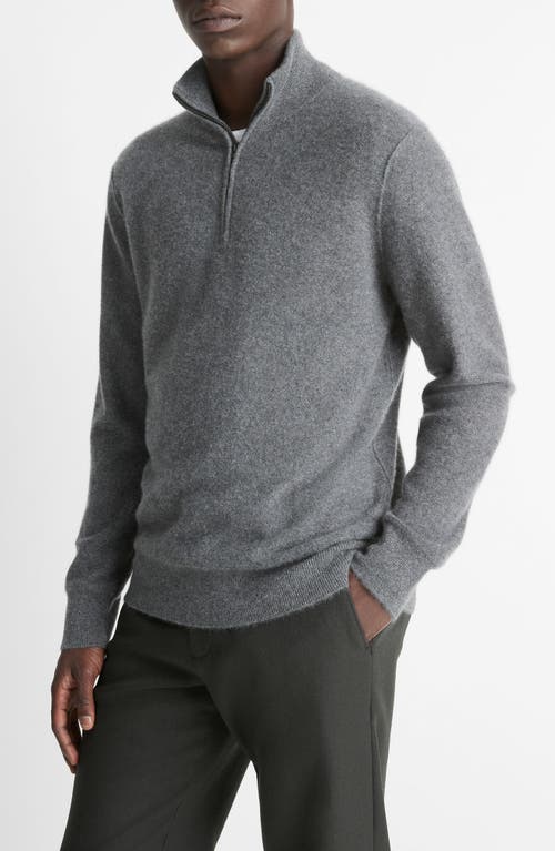 Vince Boiled Cashmere Quarter Zip Sweater In Gray