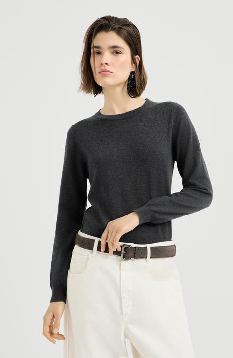 Cashmere sweater with monili