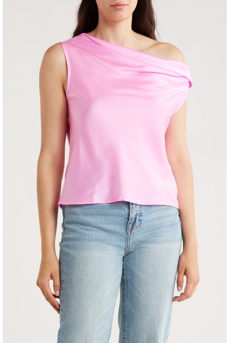 One-Shoulder Satin Tank, Main, color, PINK