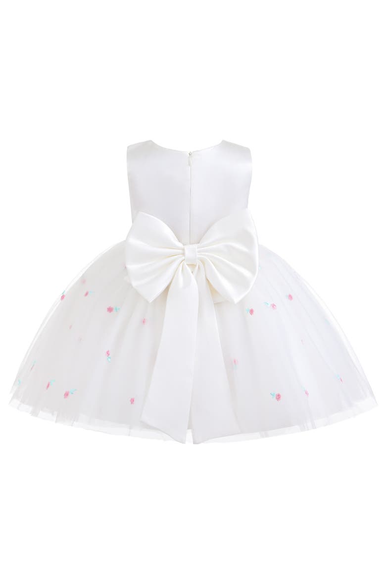 Eveloria Floral Tulle Bow Dress, Alternate, color, White