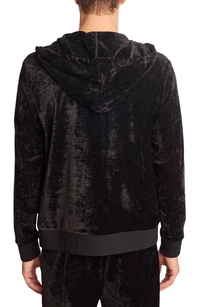 PAISLEY & GRAY Full Zip Velvet Hoodie, Alternate, color, Black Velvet