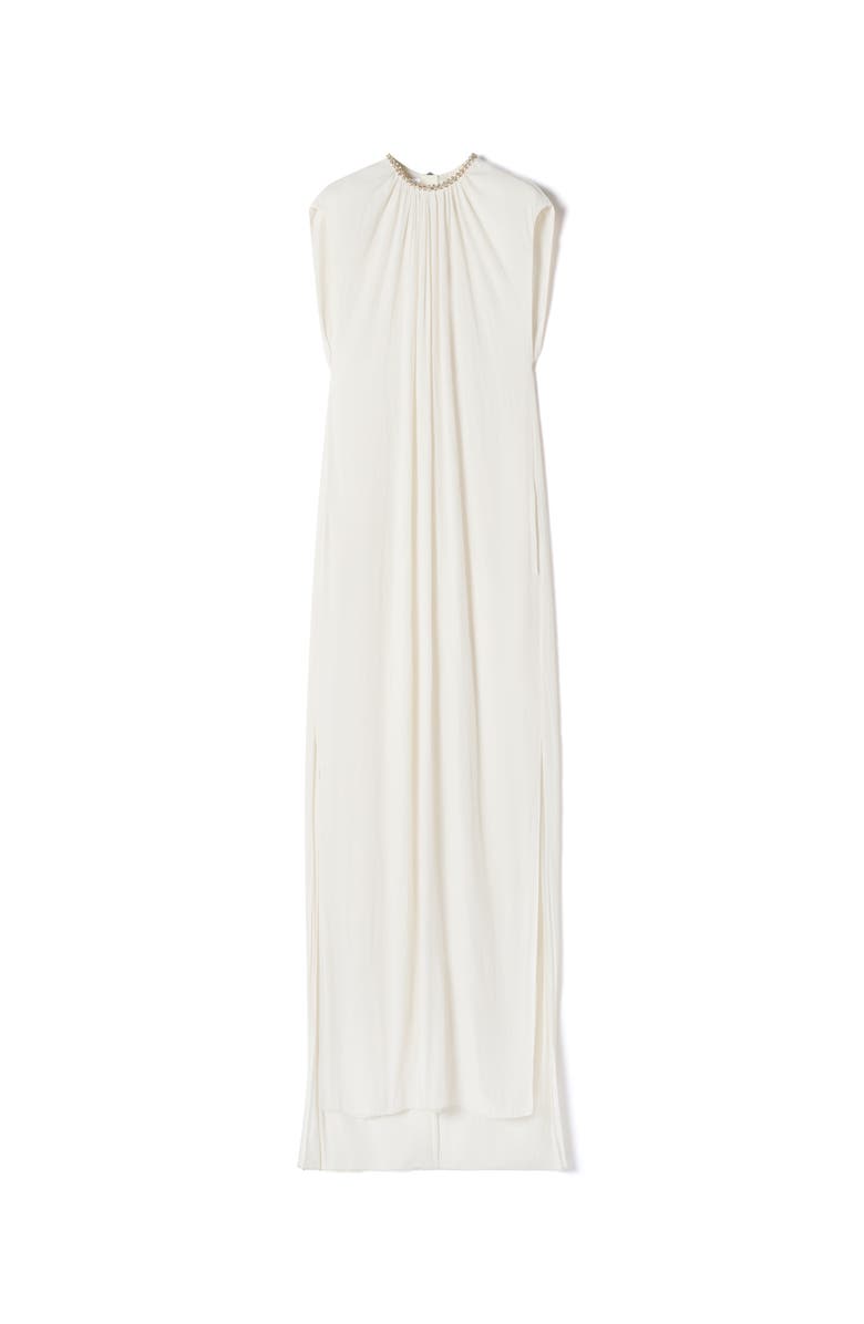 Lanvin White Embroidered Dress In Charmeuse, Alternate, color, 