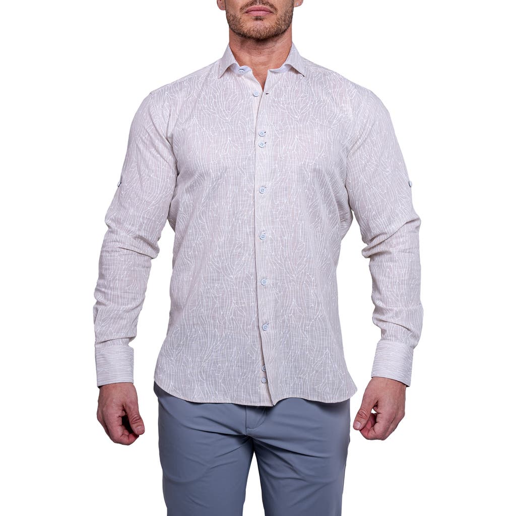 Maceoo Einstein Resistance Contemporary Fit Linen & Cotton Button-up Shirt