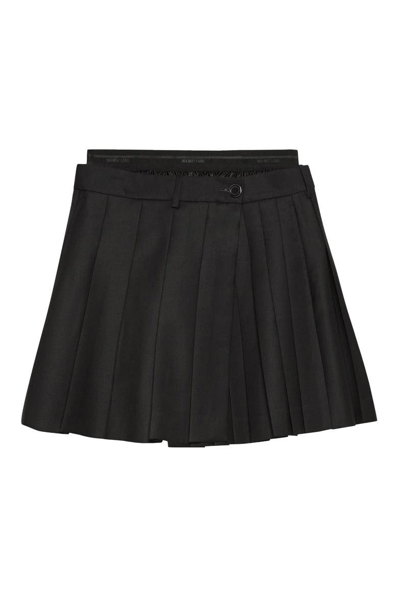 Pleated Wool Skort, Alternate, color, BLACK