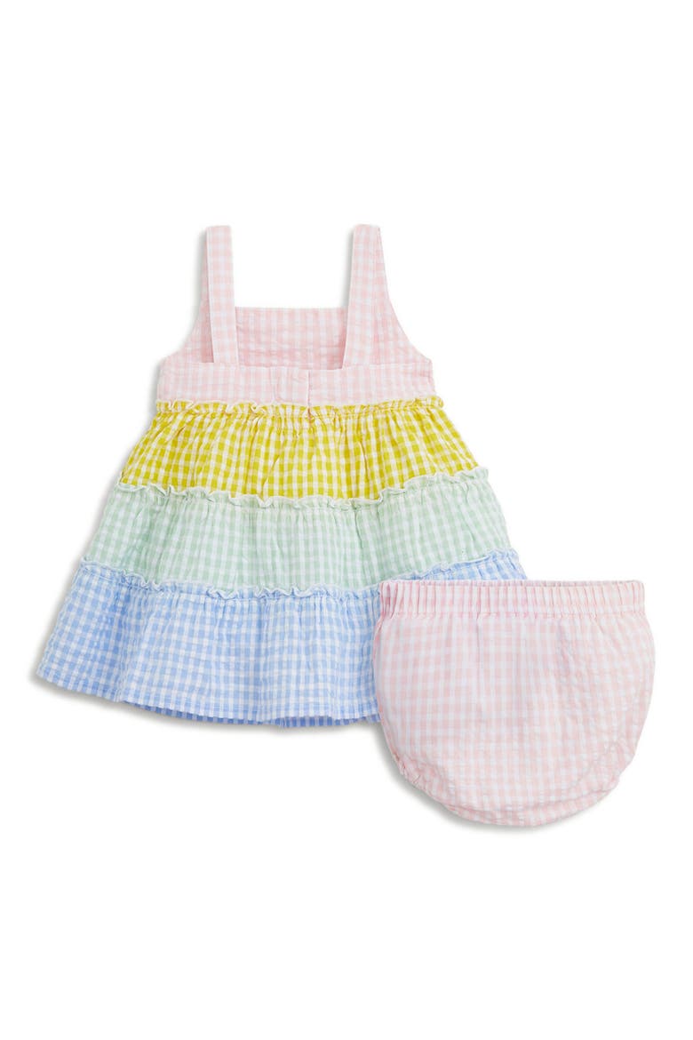 Gingham Tiered Cotton Sundress & Bloomers Set, Alternate, color, MUGIN