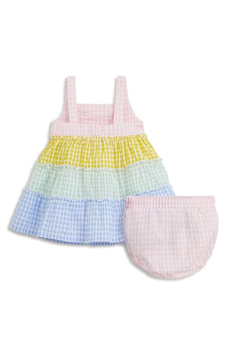 Magnetic Me Gingham Tiered Cotton Sundress & Bloomers Set, Alternate, color, Mugin