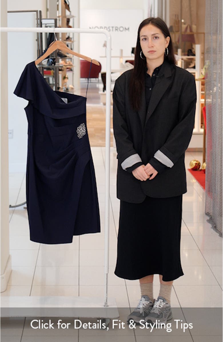 Pleated One-Shoulder Cocktail Dress, sales video thumbnail