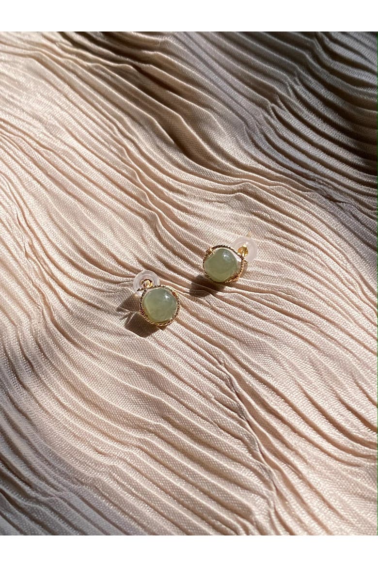 Sydney Green Jade Bead Stud Earrings, Alternate, color, Light green