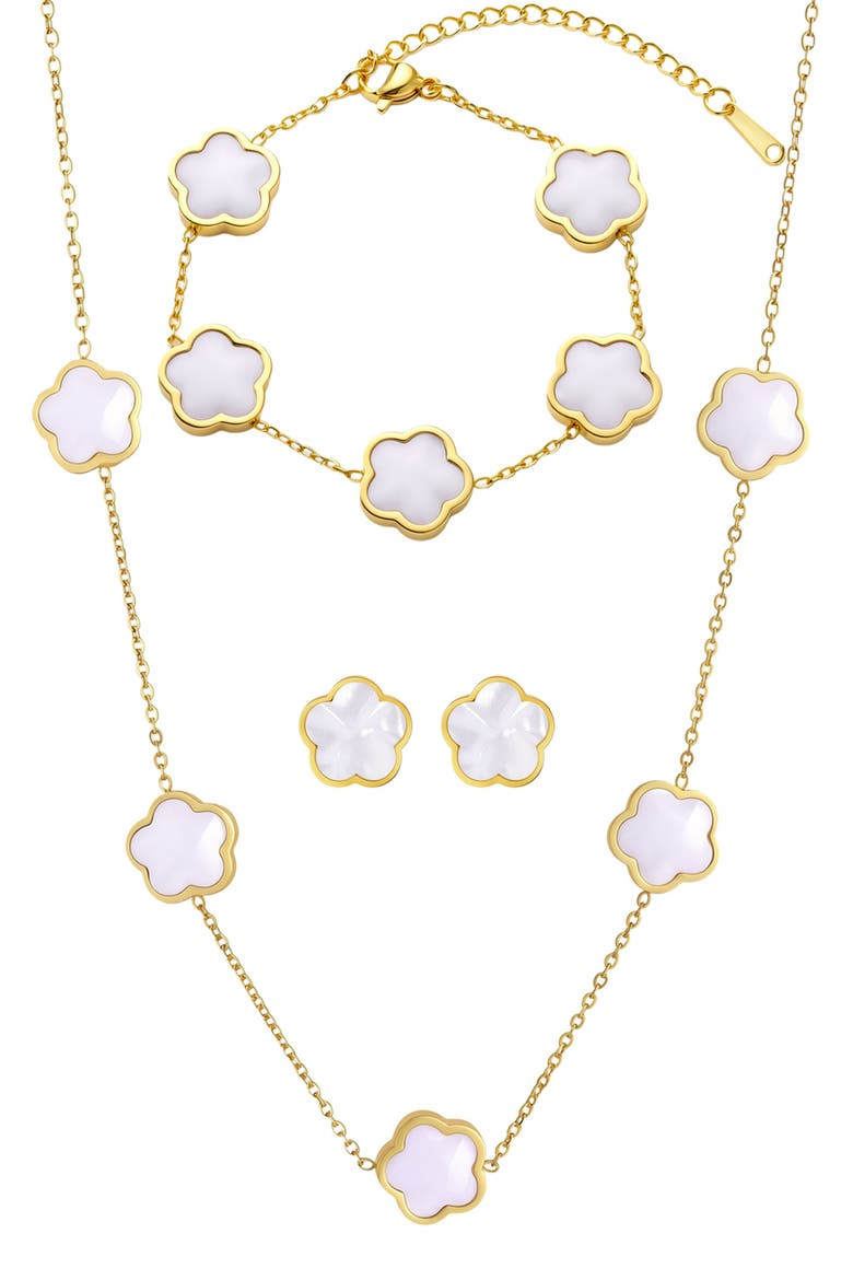 4-Piece Mother of Pearl Jewelry Set, Main, color, GOLD/ WHITE