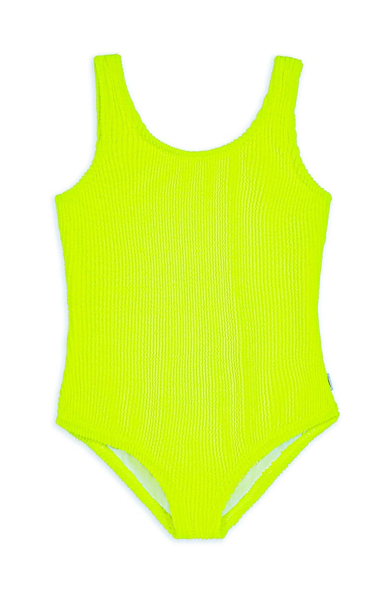 Limeapple Crinkle One Piece Swimsuit, Alternate, color, Citrus Lime