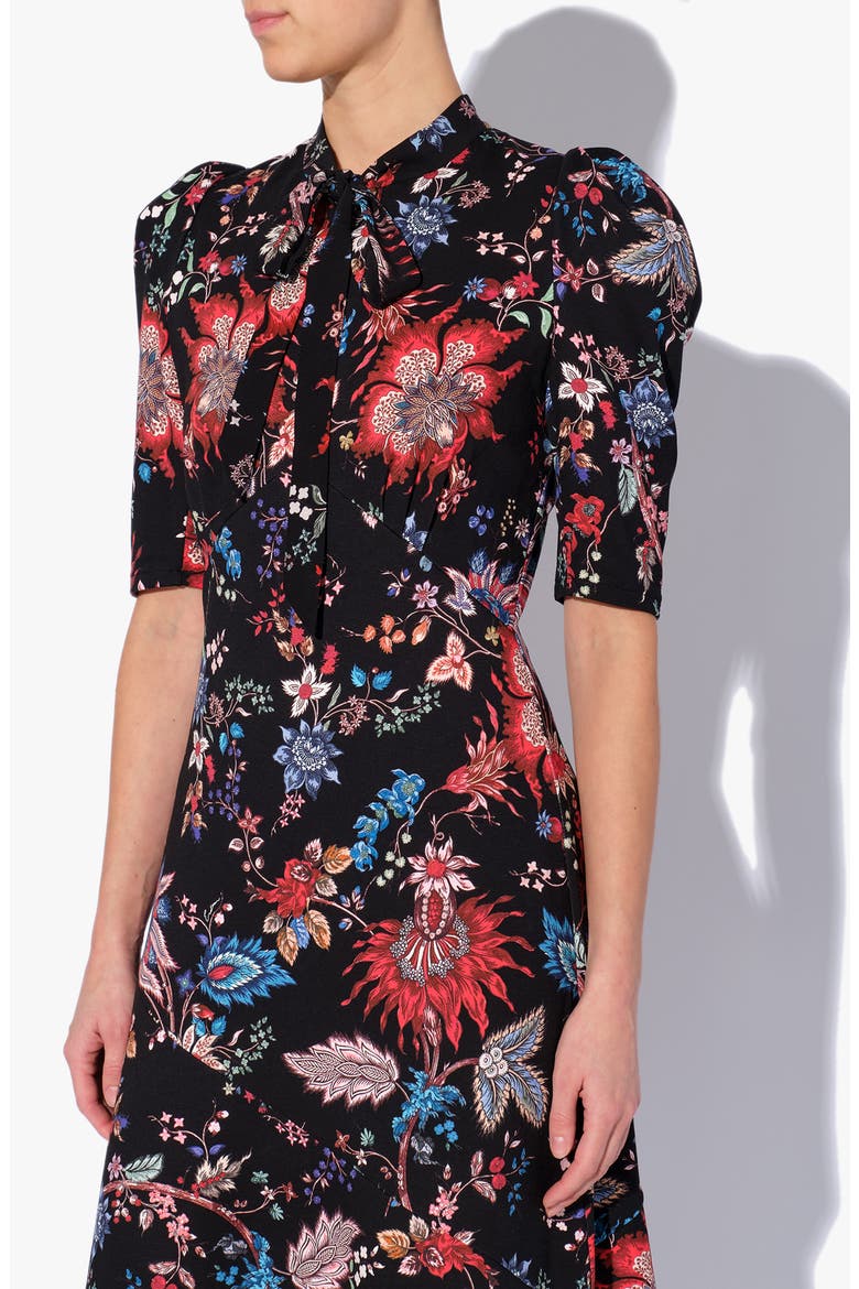 Norene Floral Print Midi Dress, Alternate, color, BLACK / MULTI