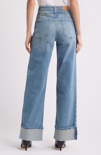 Getty High Waist Cuffed Wide Leg Jeans