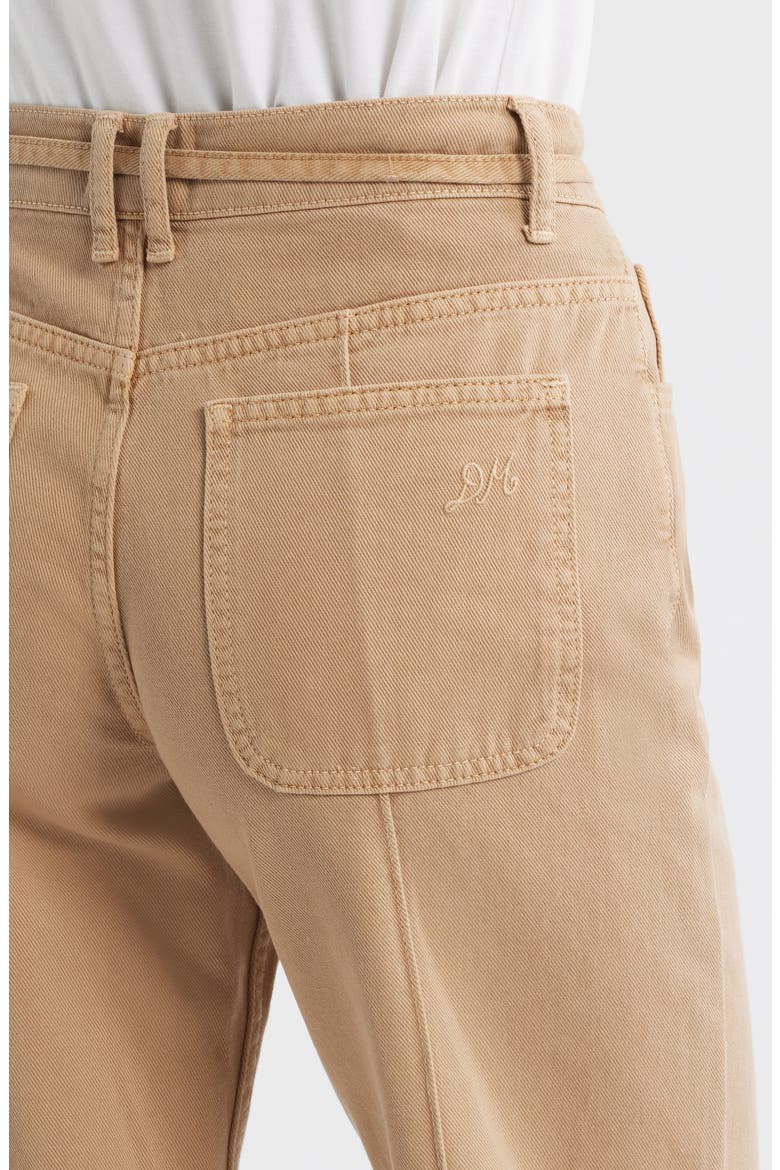 Sylvie Drawstring Cuffed Wide Leg Jeans, Alternate, color, TAN