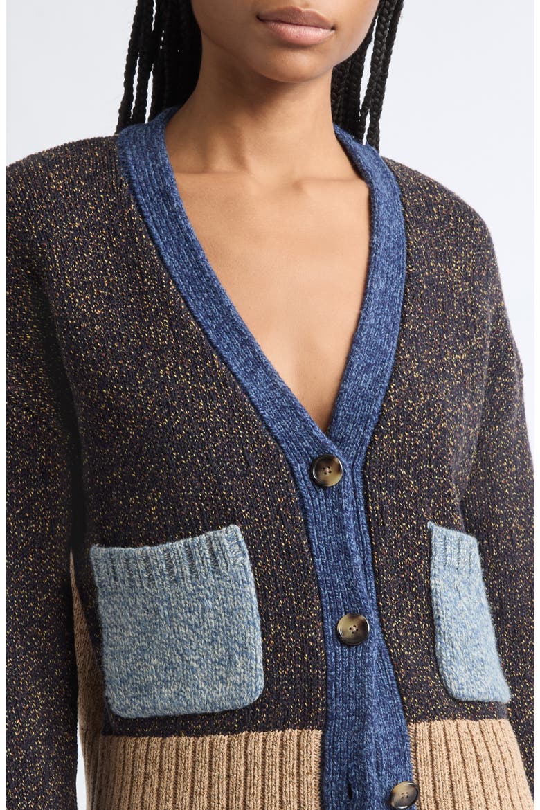Josiane Button Front Cardigan, Alternate, color, HERITAGE NAVY MULTI