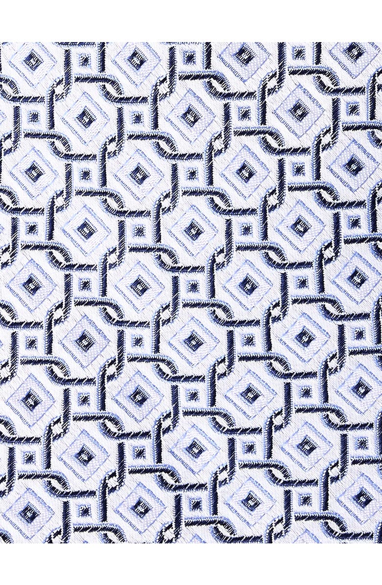 Oak Hill Premium by DXL Big & Tall Tonal Geometric Link Silk Tie, Alternate, color, White