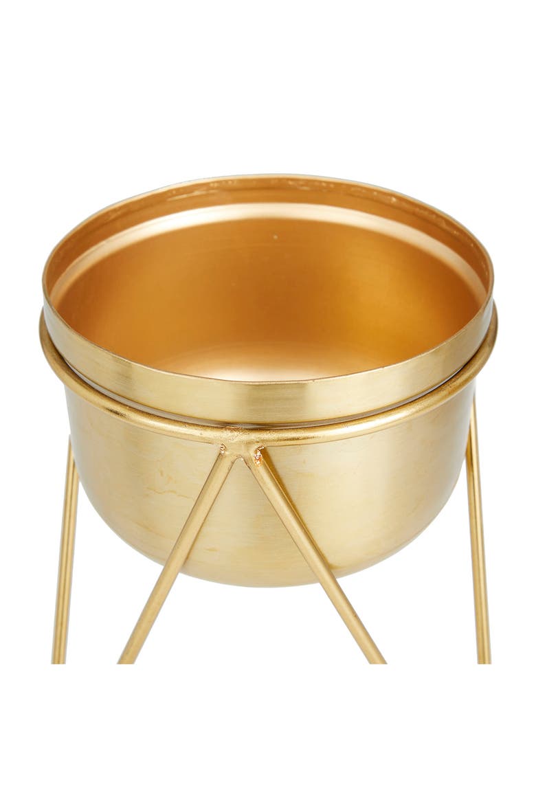 Goldtone Metal Modern Planter with Removable Stand - Set of 2, Alternate, color, GOLD