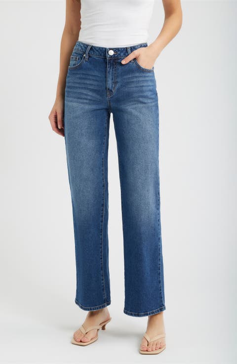 High Waist Straight Leg Jeans