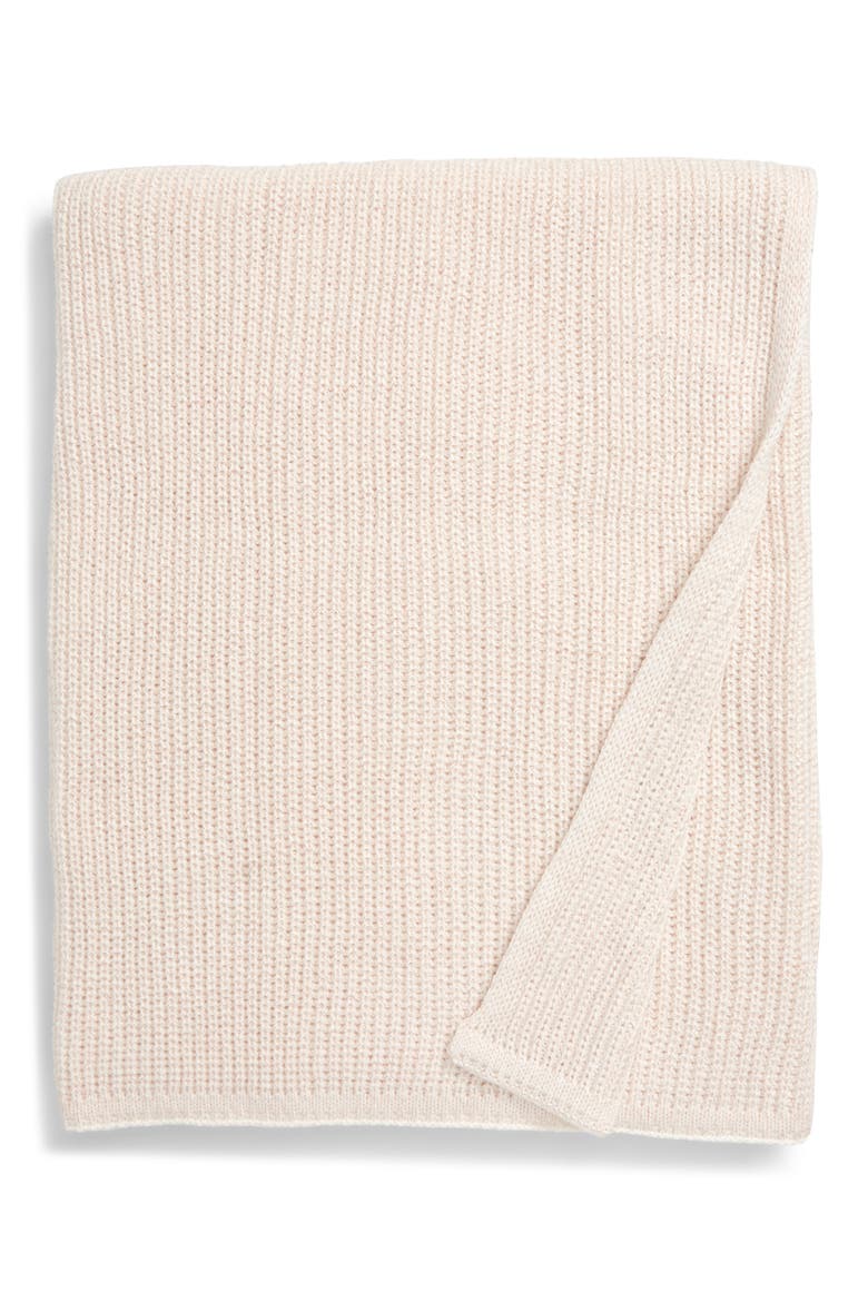 Metallic Detail Knit Throw Blanket, Main, color, PINK WISP