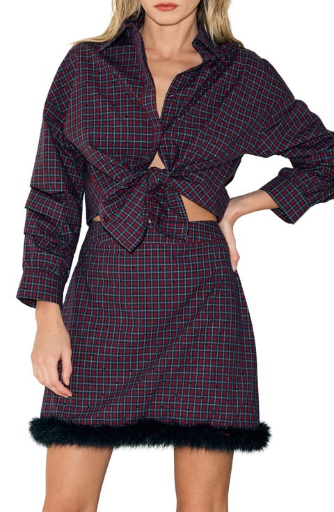 Galli Embellished Plaid Shirt