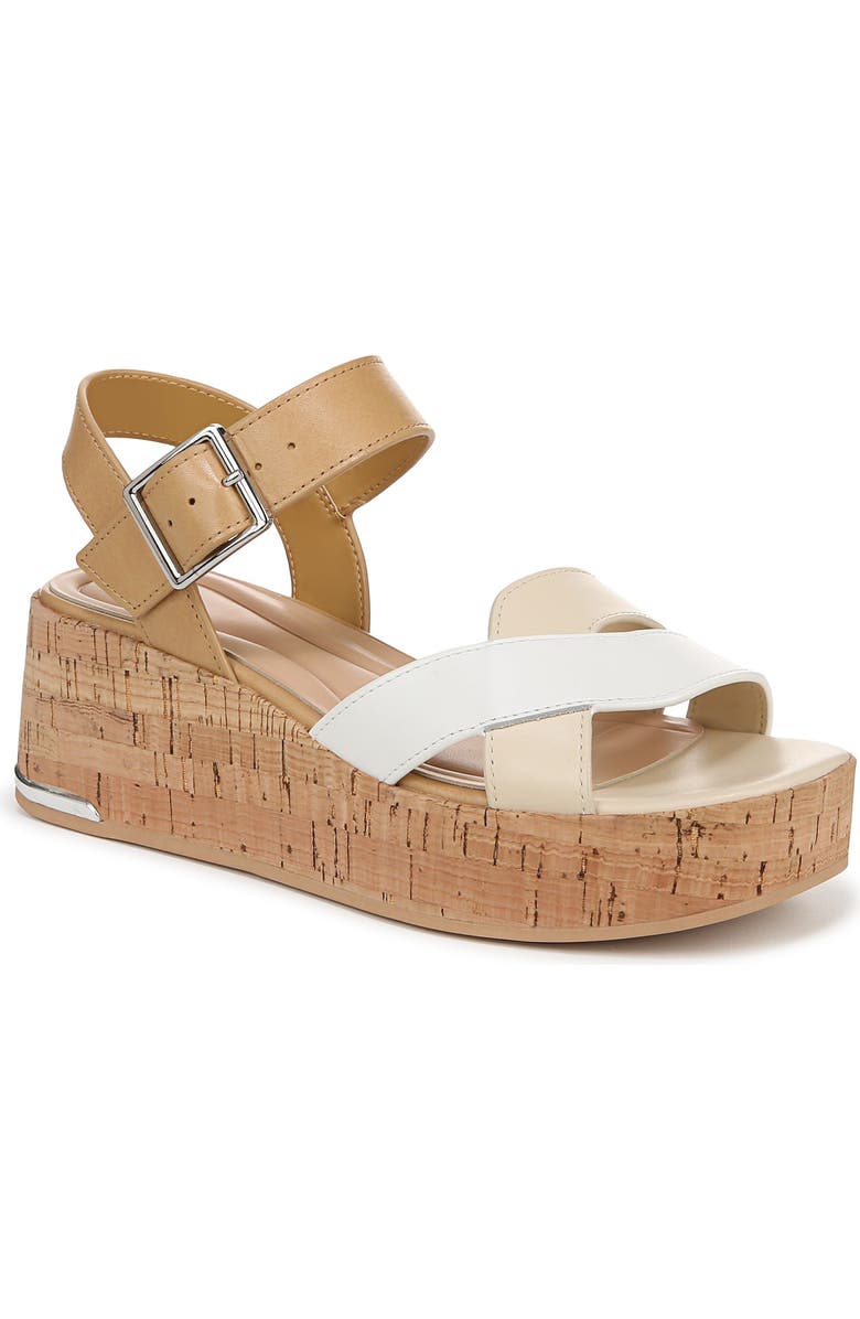 SARTO by Franco Sarto Tilly Ankle Strap Platform Wedge Sandal, Main, color, White Multi