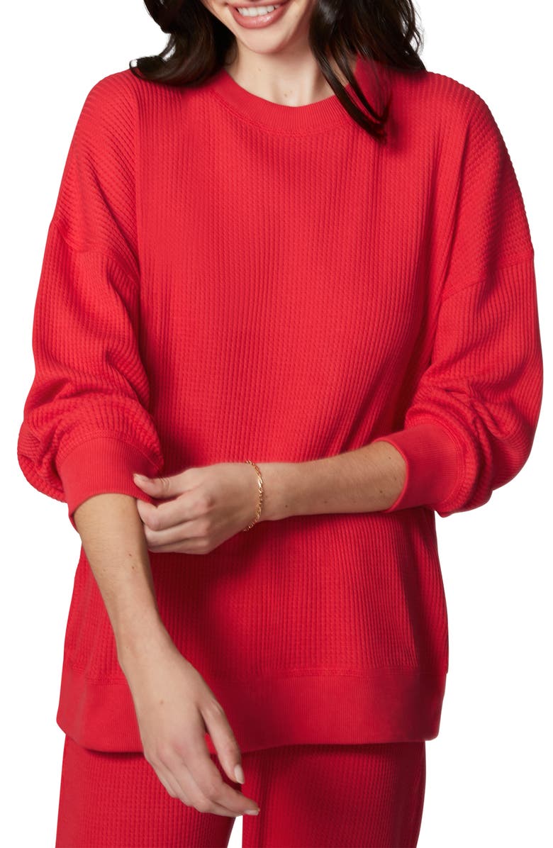 Florence by Mills Ovesize Crewneck Thermal Sweatshirt, Main, color, Scarlet