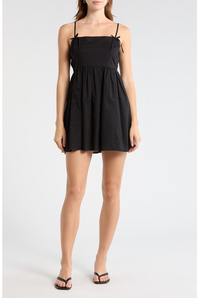 Cami Bow Babydoll Dress, Main, color, BLACK