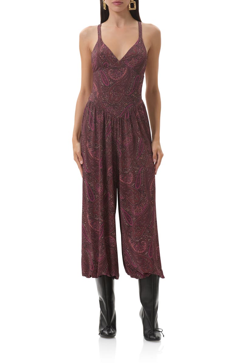 AFRM Bogart Sleeveless Wide Leg Jumpsuit, Main, color, Chocolate Paisley