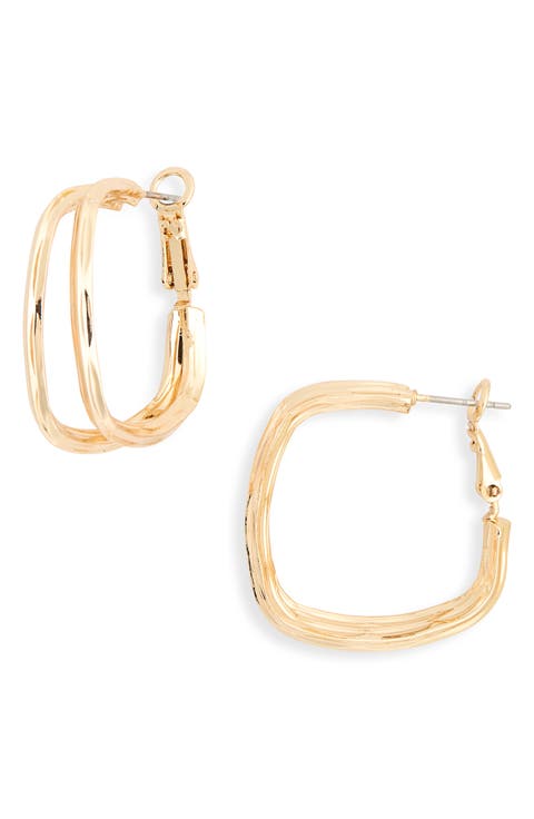 Square Double Hoop Earrings
