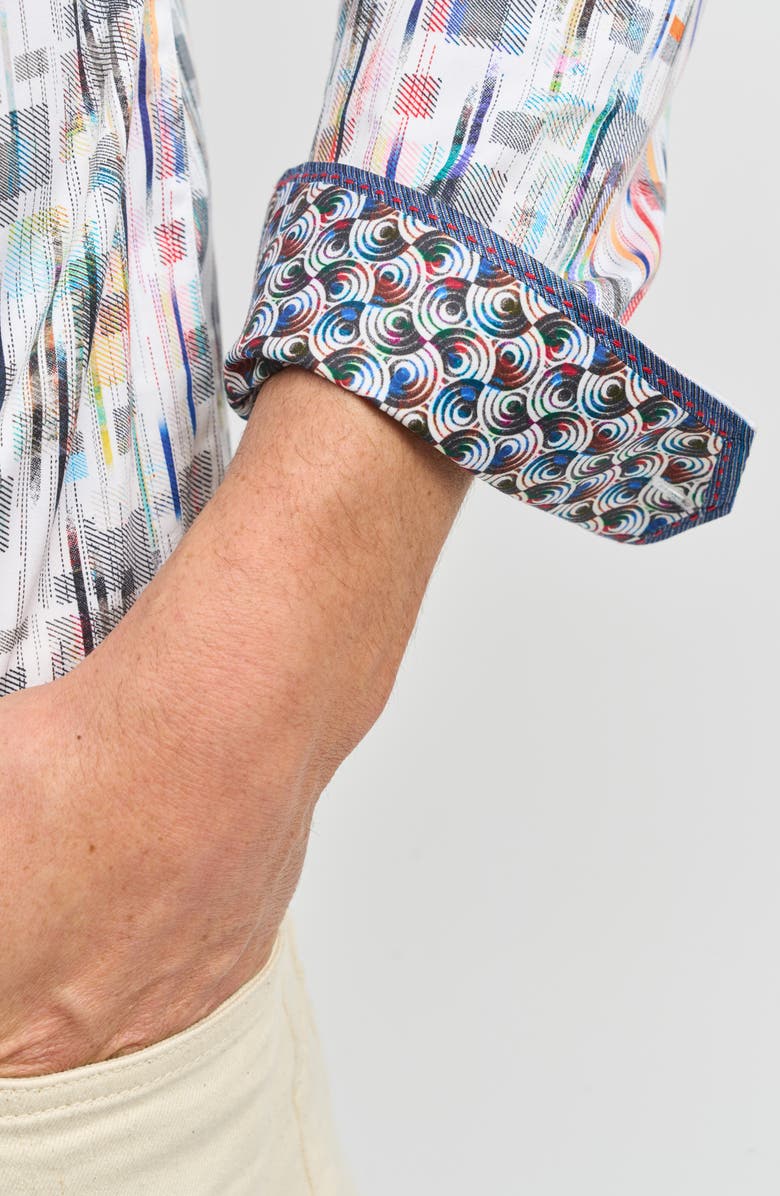 Robert Graham Newsom Stretch Button-Up Shirt, Alternate, color, White Multi