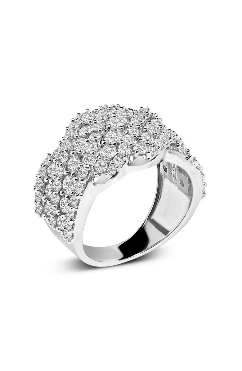 Haus of Brilliance 10K Gold 3.00 Cttw Diamond Multi Row Cluster Band Ring, Alternate, color, White Gold