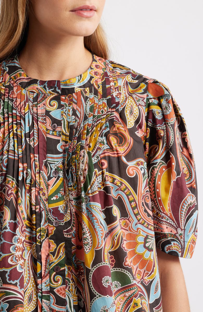 LOVE THE LABEL Maggie Pintuck Puff Sleeve Top, Alternate, color, Paisley Fanfare Liberty Print