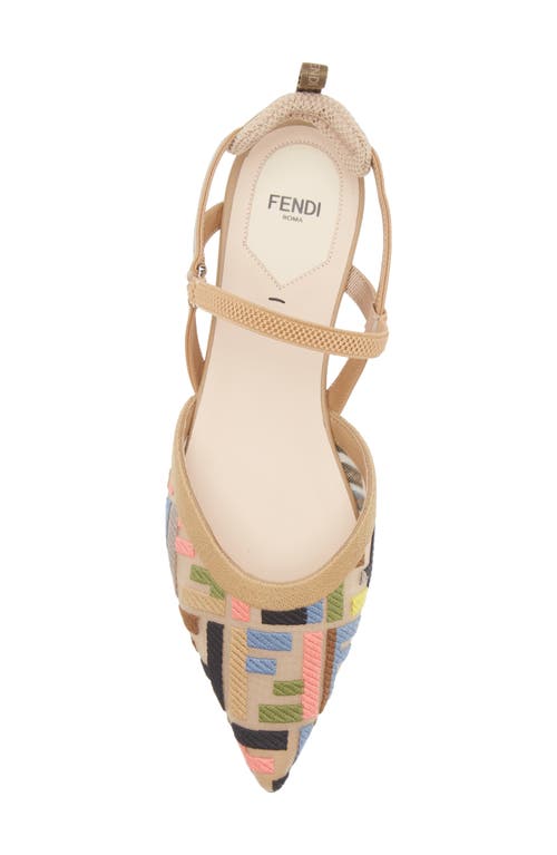 Shop Fendi Colibrì Lite Pointed Toe Slingback Flat In Nude Multi