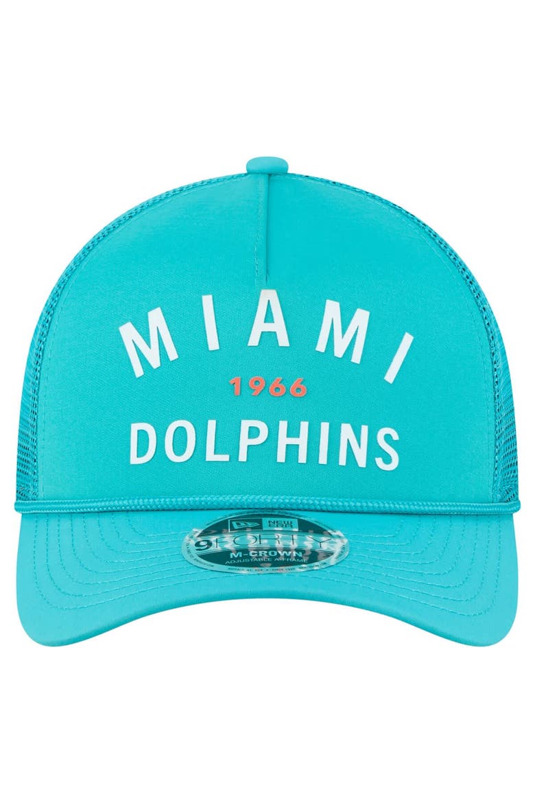Men's New Era  Aqua Miami Dolphins Active Minimalist M-Crown A-Frame 9FORTY Adjustable Hat, Alternate, color, Aqua