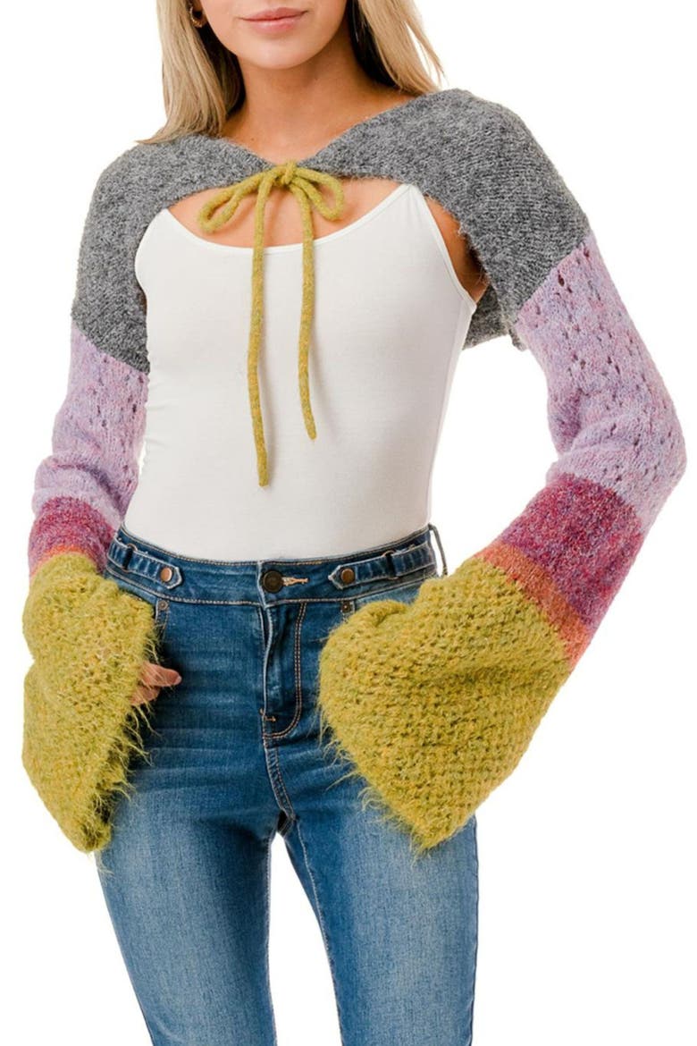 Colorblock Crocheted Bolero, Main, color, LILAC