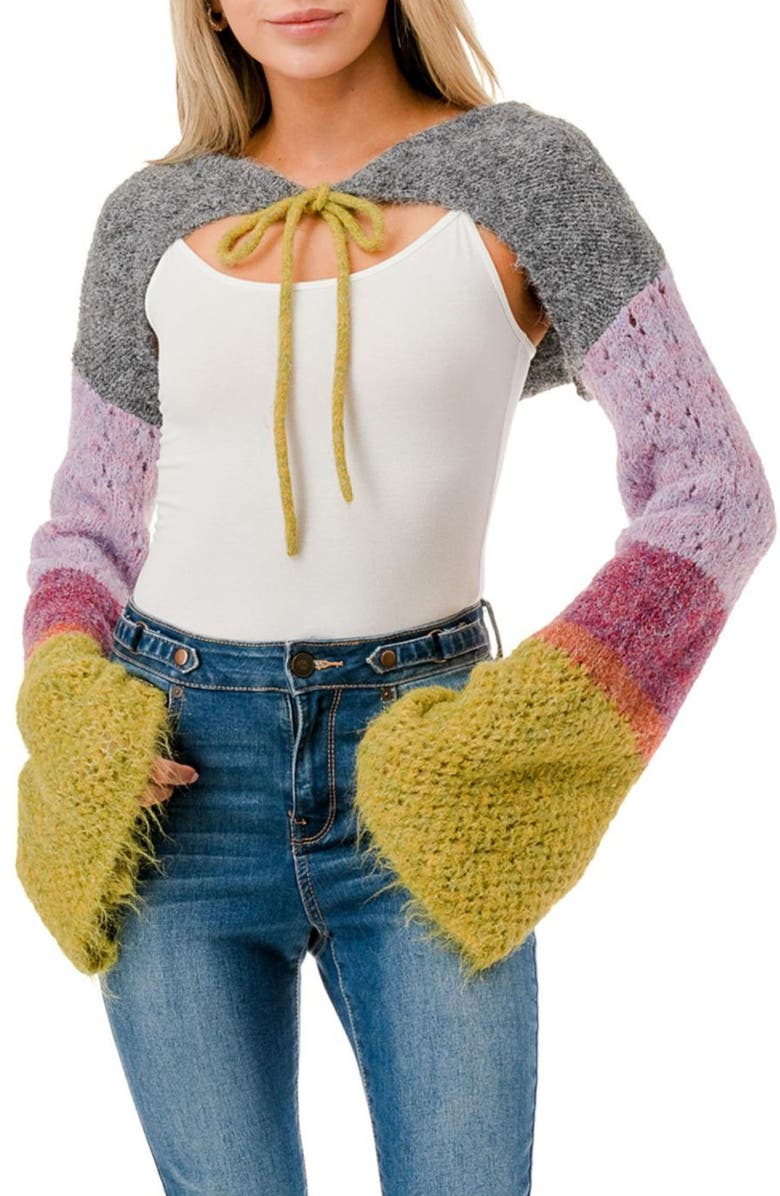 MARCUS ADLER Colorblock Crocheted Bolero, Main, color, Lilac