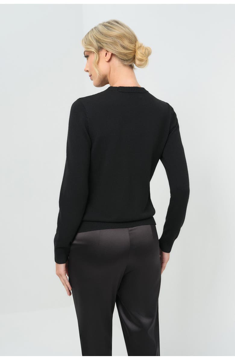 Anatomie Seneca Cashmere Blend Sweater with Scarf, Alternate, color, Black