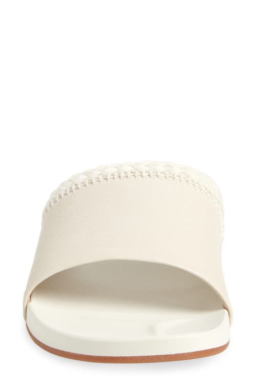 Olukai Pākea Leather Slide Sandal In White Sand/white Sand