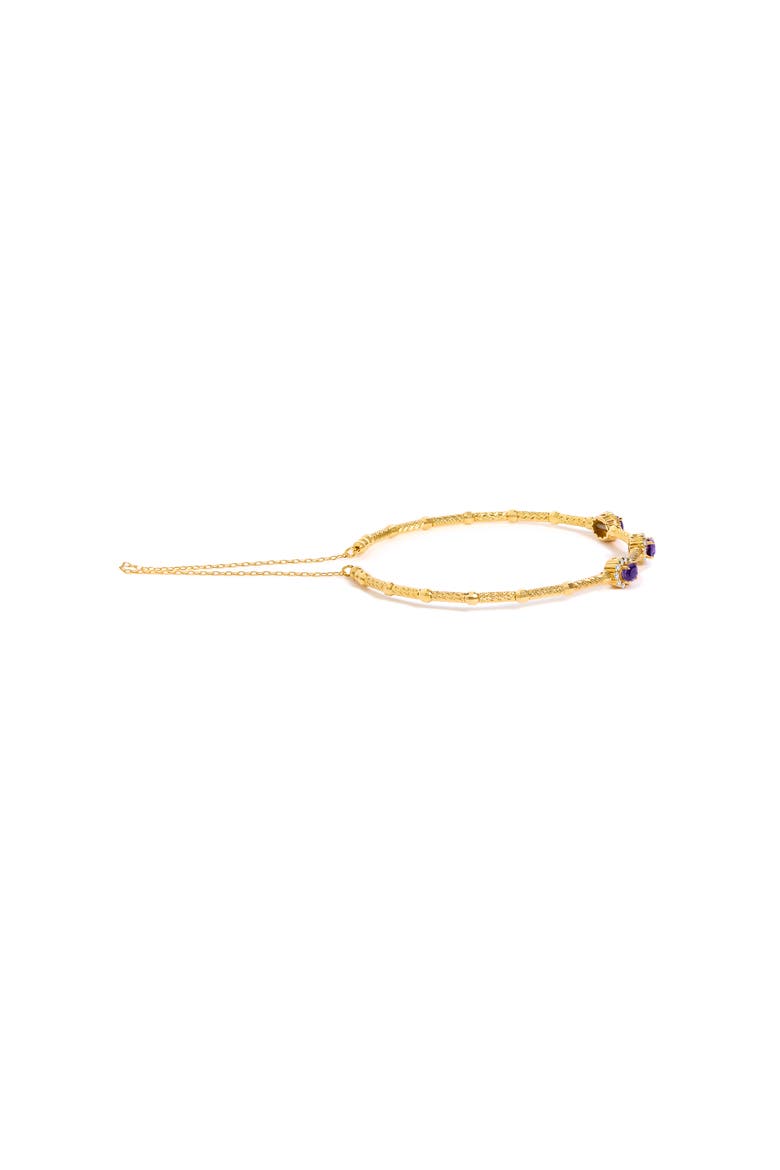 18K Yellow Gold Purple Amethyst and 1/3 Cttw Diamond Halo Station Bracelet, Alternate, color, Yellow Gold