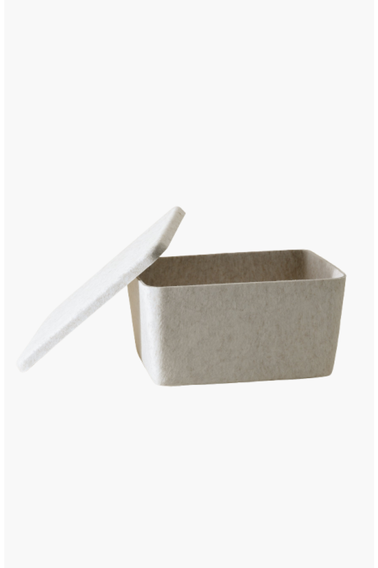 The Sculpted Bin - Wide with Lid, Alternate, color, Stone