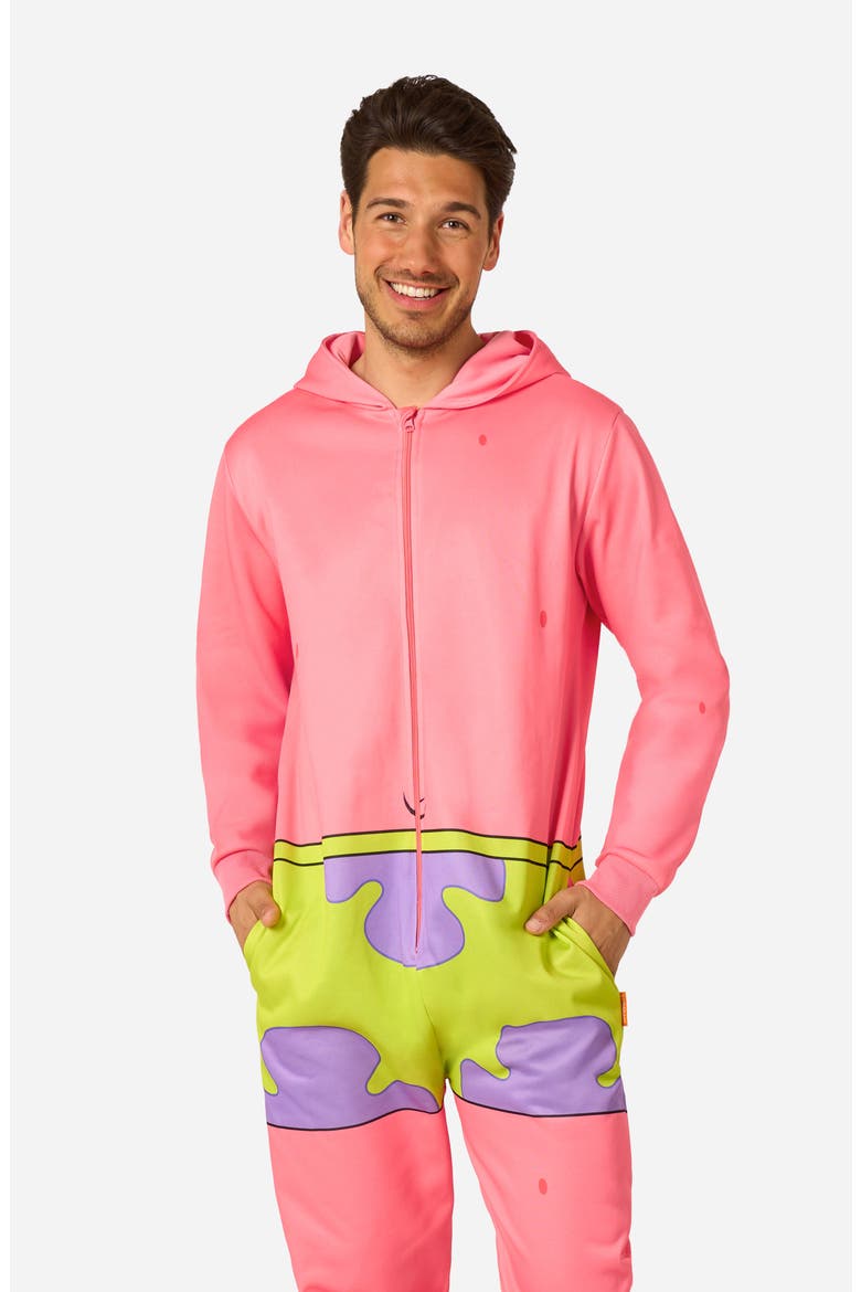 SpongeBob SquarePants™ Patrick Hooded Fleece Costume Jumpsuit, Alternate, color, PINK