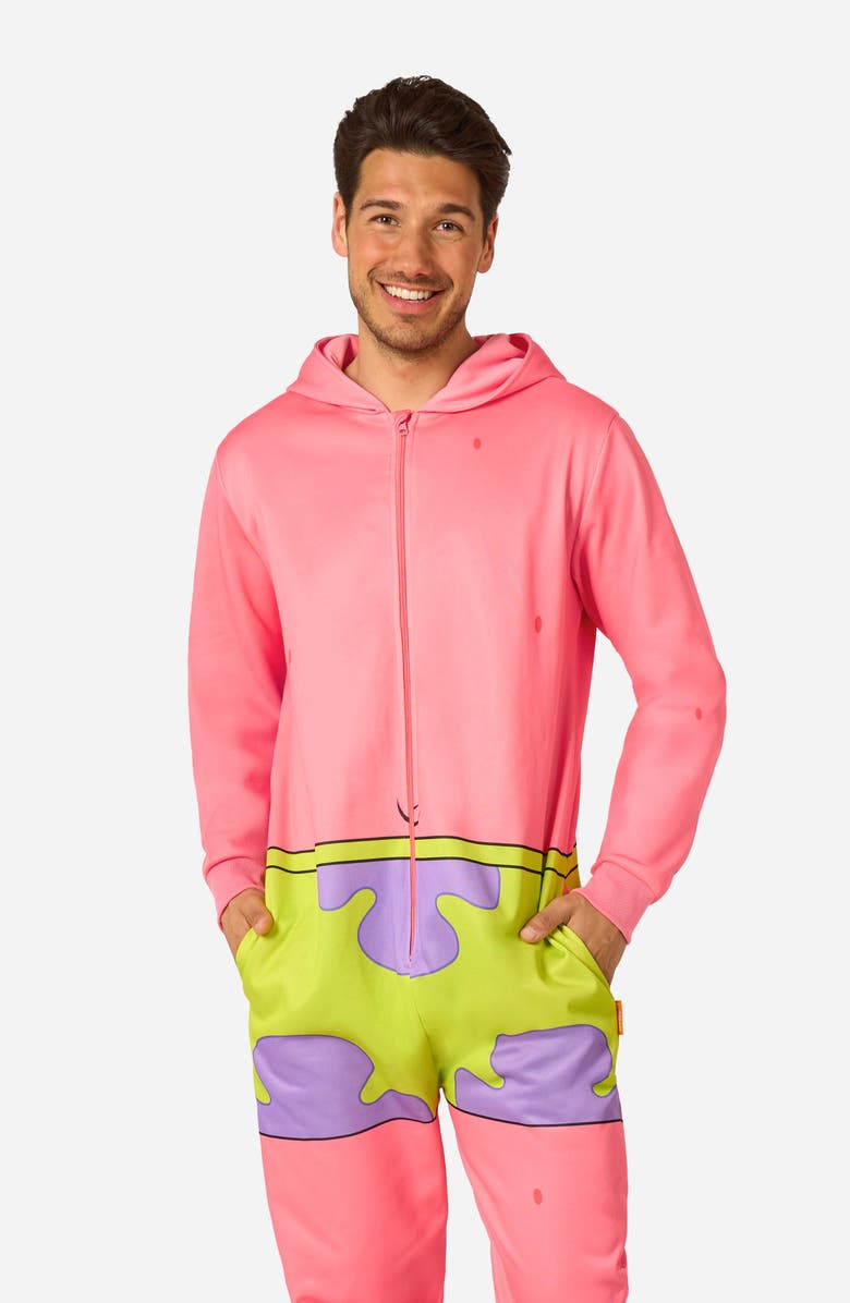 OppoSuits SpongeBob SquarePants<sup>™</sup> Patrick Hooded Fleece Costume Jumpsuit, Alternate, color, Pink