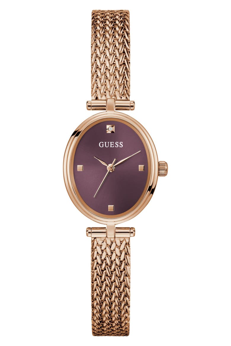 Ruby Oval Mesh Strap Watch, 24mm, Main, color, ROSE GOLD TONE