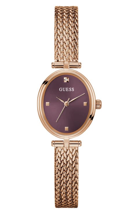 Ruby Oval Mesh Strap Watch, 24mm